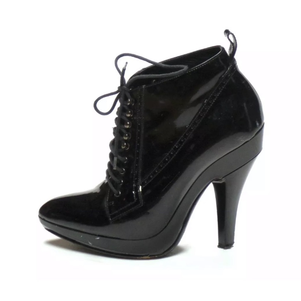 Burberry Oxford Black Patent Leather Booties 39.5